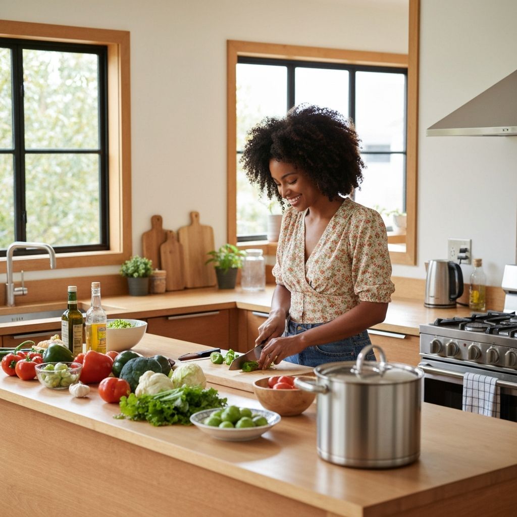 Person preparing healthy meal in kitchen